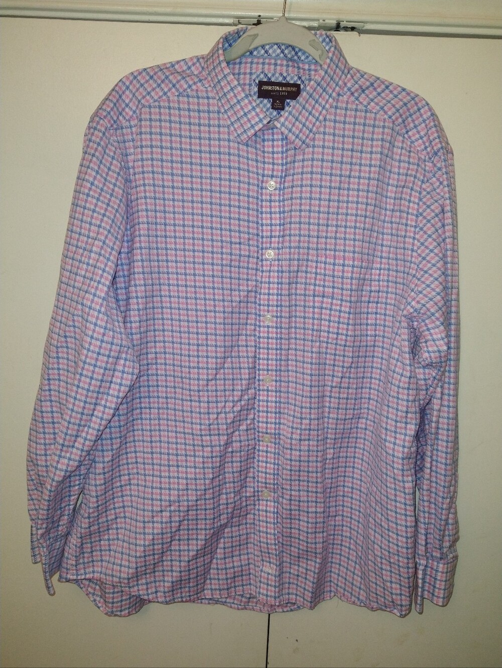 Johnston & Murphy Plaid Long Sleeve Button Up Shirt Men's sz XL.